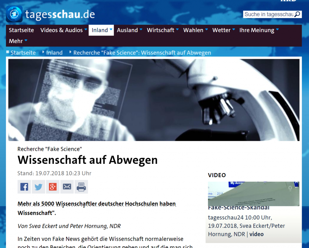 Fake Journalismus zu “Fake Science” Fake NewsMärchenstunde bei der